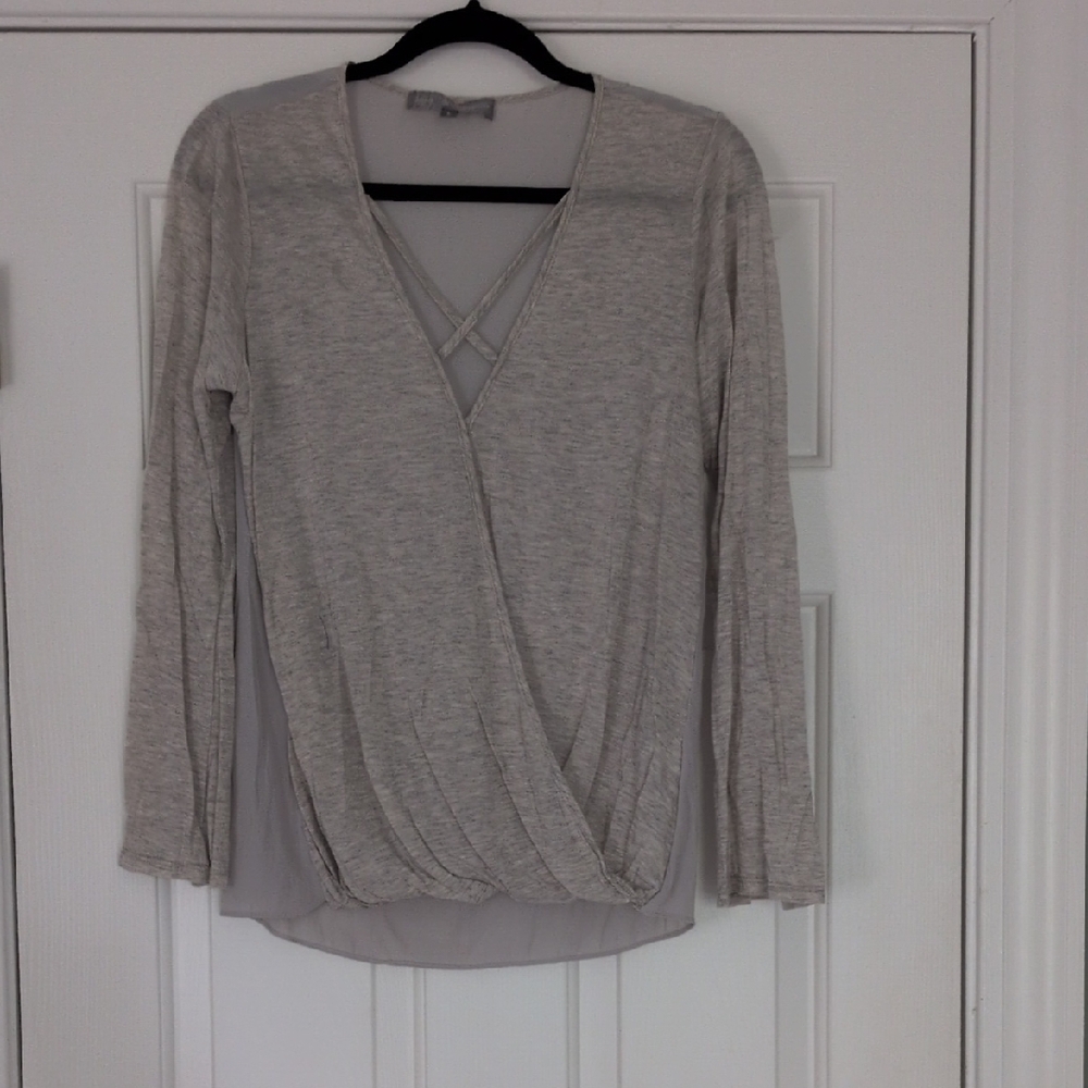 Lola & Sophie Light Gray Wrap Blouse